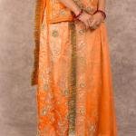 Peach Aari Zardozi Work Poshak | Bamber Satin with Shaded Odhna | Jaipurio Designer Collection